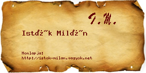 Istók Milán névjegykártya